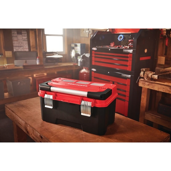 Craftsman Tool Box, Black/Red, 20 in W x 11-3/4 in D x 11 in H - CMST20320L