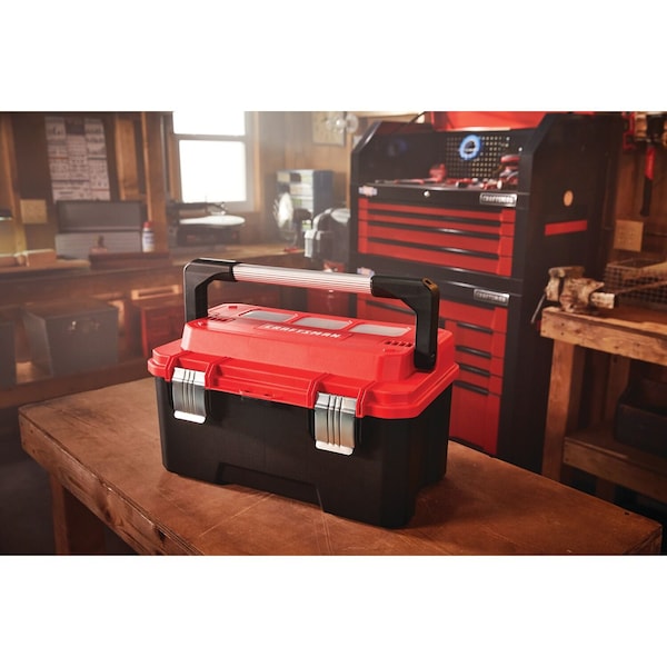 Craftsman Tool Box, Black/Red, 20 in W x 11-3/4 in D x 11 in H - CMST20320L