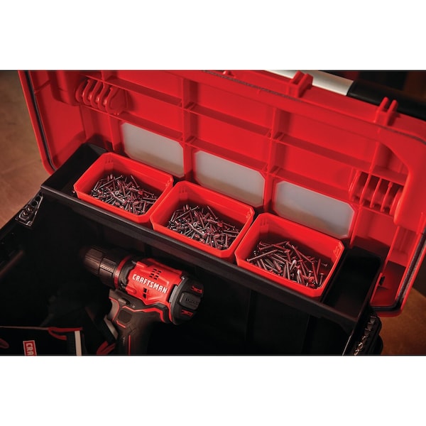 Craftsman Tool Box, Black/Red, 20 in W x 11-3/4 in D x 11 in H - CMST20320L