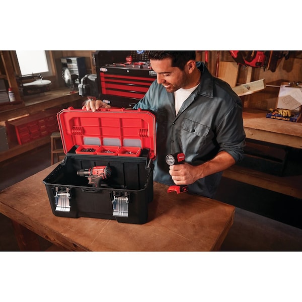 Craftsman Tool Box, Black/Red, 20 in W x 11-3/4 in D x 11 in H - CMST20320L