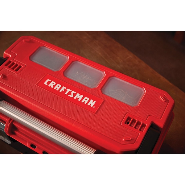 Craftsman Tool Box, Black/Red, 20 in W x 11-3/4 in D x 11 in H - CMST20320L