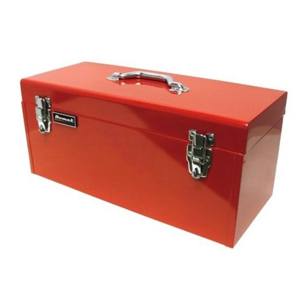 Totalturf 20 Inch Red Flat Top Tool Box with Black Metal Tray - TO2981987