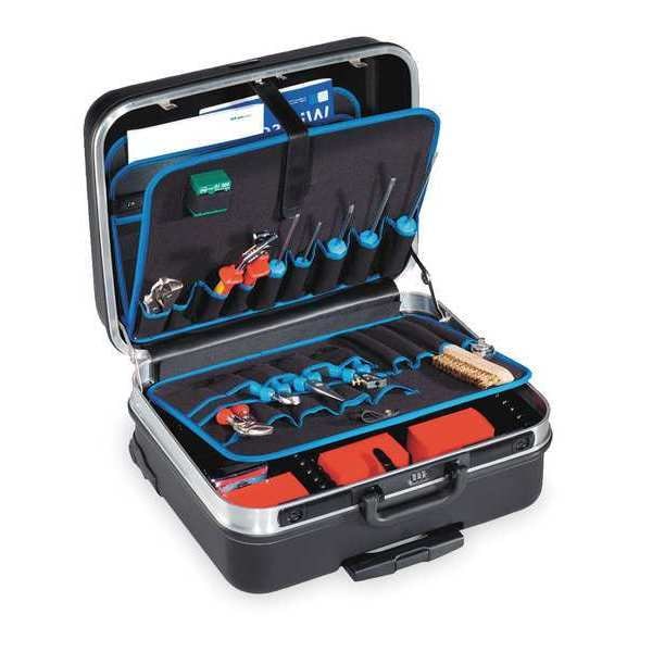 Westward WESTWARD Rolling Tool Case, Aluminum, Black, 19 in W x 15 in D x 10-1/2 in H - 2WLK1