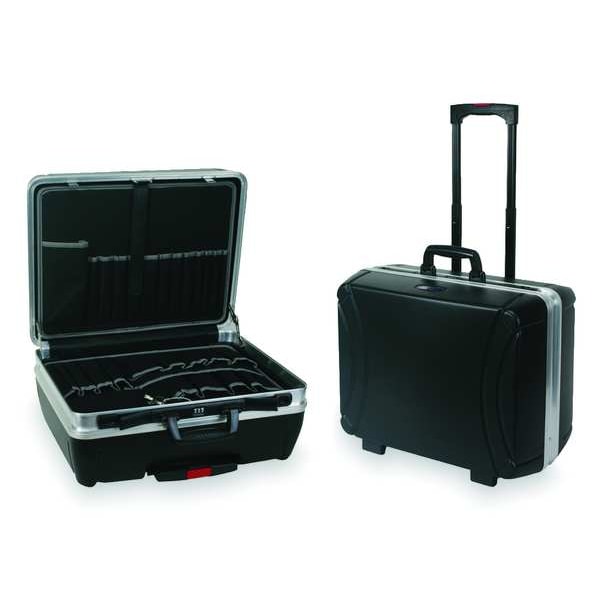 Westward WESTWARD Rolling Tool Case, Aluminum, Black, 19 in W x 15 in D x 10-1/2 in H - 2WLK1
