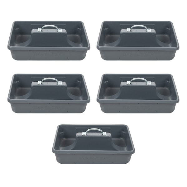American Built Pro Pro-Grade Tool Tote, Polyethylene, Gray, 18 in W x 12-3/4 in D x 4-1/2 in H, 5 PK - T1025 P5