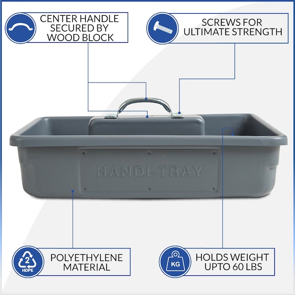 American Built Pro Pro-Grade Tool Tote, Polyethylene, Gray, 18 in W x 12-3/4 in D x 4-1/2 in H, 5 PK - T1025 P5