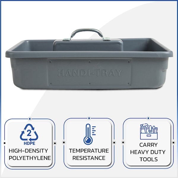 American Built Pro Pro-Grade Tool Tote, Polyethylene, Gray, 18 in W x 12-3/4 in D x 4-1/2 in H, 5 PK - T1025 P5