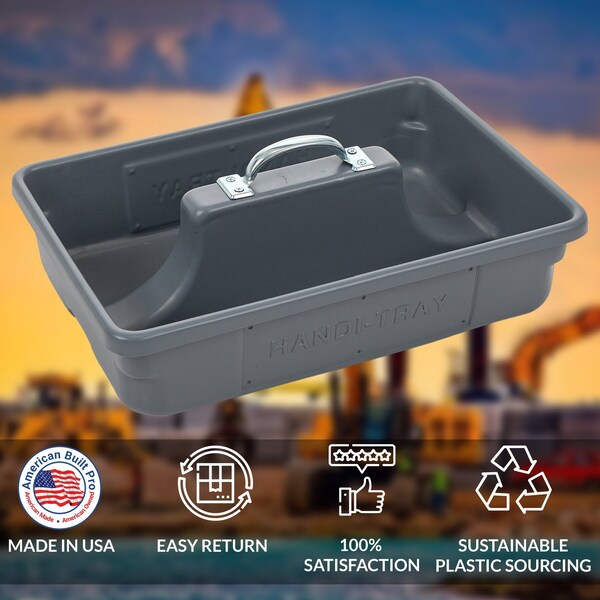 American Built Pro Pro-Grade Tool Tote, Polyethylene, Gray, 18 in W x 12-3/4 in D x 4-1/2 in H, 5 PK - T1025 P5