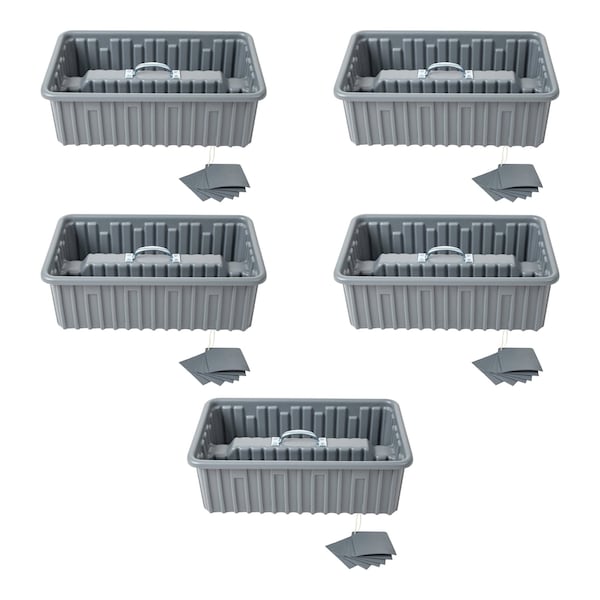 American Built Pro Pro-Grade Tool Tote, Polyethylene, Gray, 22 in W x 14 in D x 7-1/2 in H, 5 PK - T1065 P5