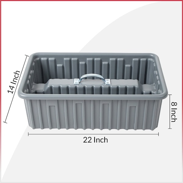 American Built Pro Pro-Grade Tool Tote, Polyethylene, Gray, 22 in W x 14 in D x 7-1/2 in H, 5 PK - T1065 P5