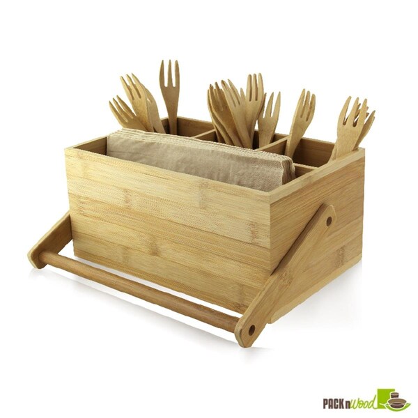 Omg Bamboo Tool Box with Handle - 9 x 5.8 x 4.2 in. - OM3693658