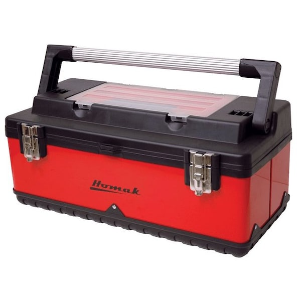Homak 22.5inRed Metal & Plastic Hand-Carry w/ Aluminum Handle - RD00122504