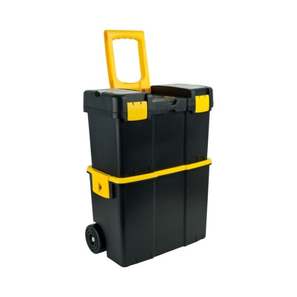 Fleming Supply Portable Tool Box, Plastic, Black/Yellow, 18 in W x 10 in D x 24 in H - 391994UNU