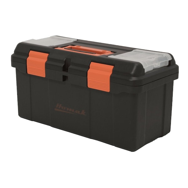 Homak 16in Plastic Tool Box w/ Tray & Dividers - BK00116004