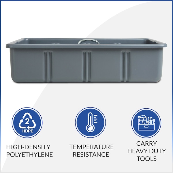 American Built Pro Pro-Grade Tool Tote, Polyethylene, Gray, 25 in W x 13-1/2 in D x 6-1/2 in H - T1075 P1