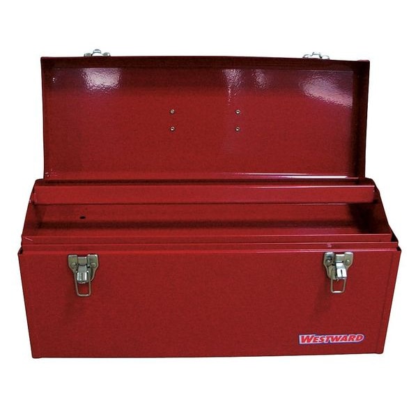 Westward WESTWARD Tool Box, Steel, Red, 20 in W x 8 in D x 9 in H - 36Y008