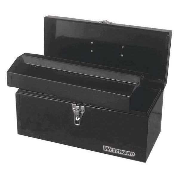 Westward WESTWARD Tool Box, Plastic, Steel, Black, 16 in W x 7 in D x 7-1/2 in H - 44ZJ82