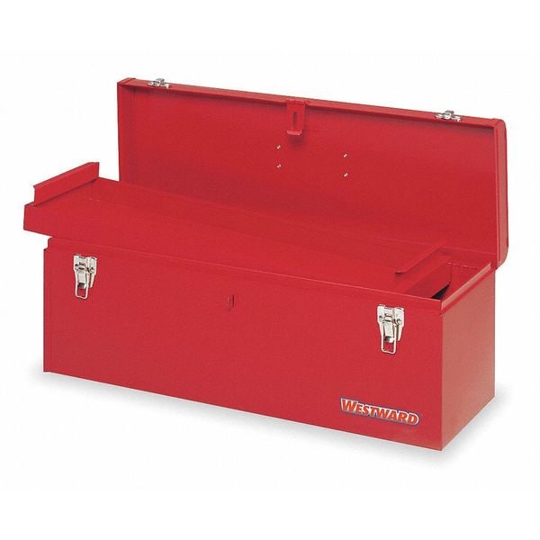 Westward WESTWARD Tool Box, Steel, Red, 24 in W x 8 in D x 9 in H - 10J162