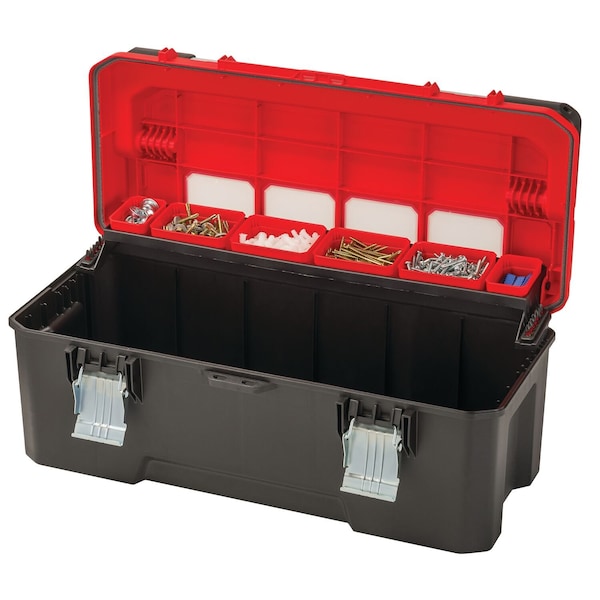 Craftsman Tool Box, Black/Red, 26 in W x 11-3/4 in D x 11 in H - CMST26320L