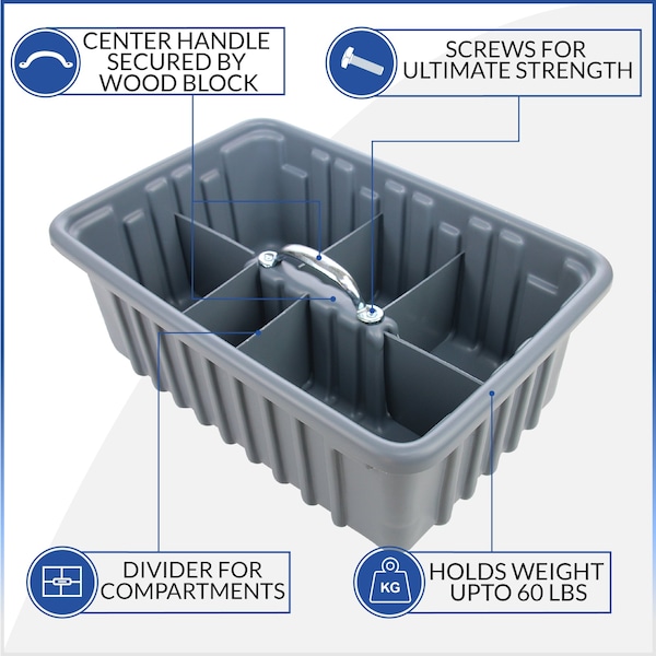 American Built Pro Pro-Grade Tool Tote, Polyethylene, Gray, 19 in W x 11 in D x 6 in H, 10 PK - T1050 P10
