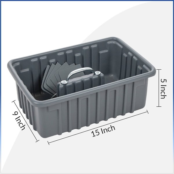 American Built Pro Pro-Grade Tool Tote, Polyethylene, Gray, 19 in W x 11 in D x 6 in H, 10 PK - T1050 P10