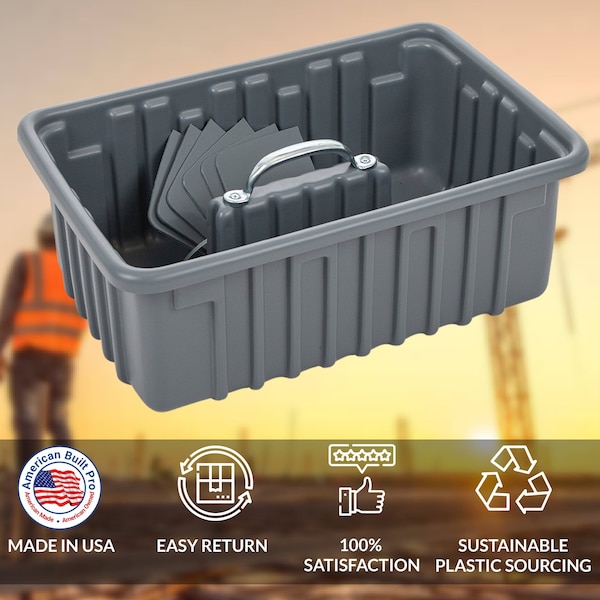 American Built Pro Pro-Grade Tool Tote, Polyethylene, Gray, 19 in W x 11 in D x 6 in H, 10 PK - T1050 P10