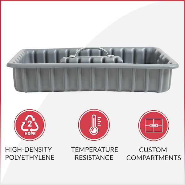 American Built Pro Pro-Grade Tool Tote, Polyethylene, Gray, 17 in W x 11-1/4 in D x 3 in H - T1000 P1