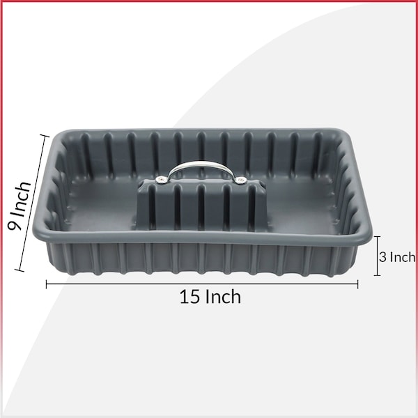 American Built Pro Pro-Grade Tool Tote, Polyethylene, Gray, 17 in W x 11-1/4 in D x 3 in H - T1000 P1