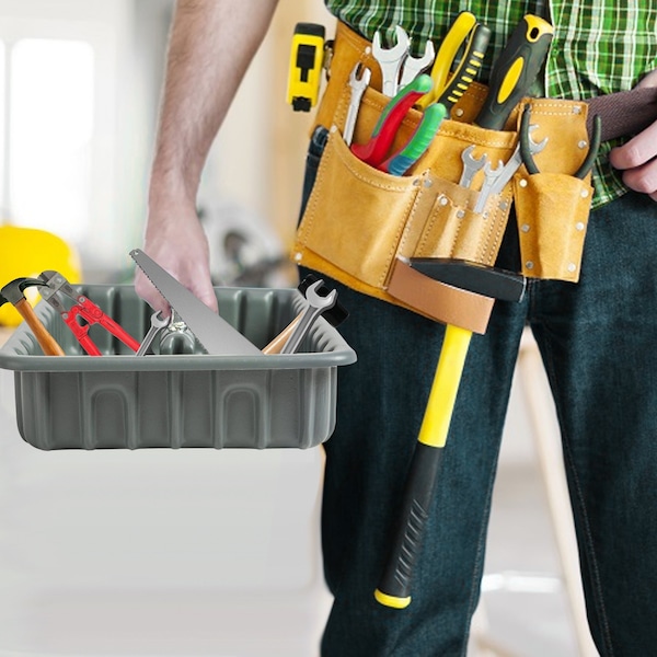 American Built Pro Pro-Grade Tool Tote, Polyethylene, Gray, 17 in W x 11-1/4 in D x 3 in H - T1000 P1