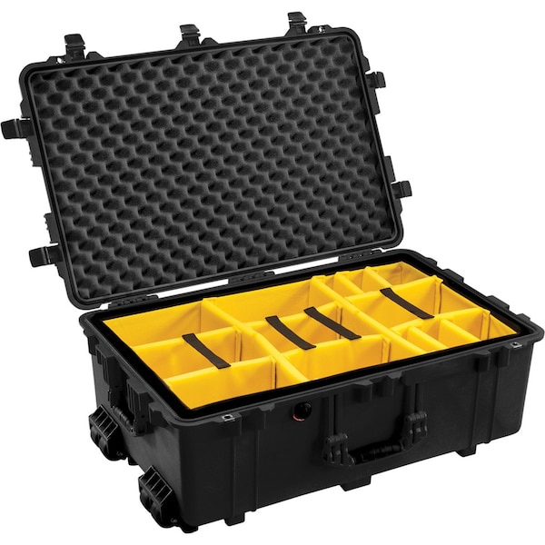 Pelican Black Padded Divider Case, 22-1/16"L x 17-15/16"W x 10-7/16"D - 015600-0040-110