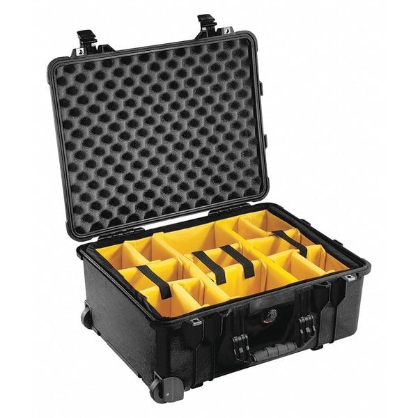 Pelican Black Padded Divider Case, 22-1/16"L x 17-15/16"W x 10-7/16"D - 015600-0040-110