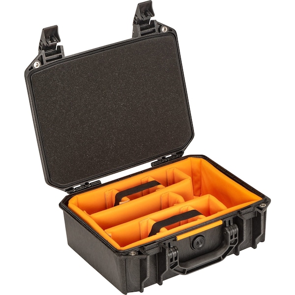 Pelican Case, w/Dividers, 15.41x13.08x6.16 in, Blk - V200WD