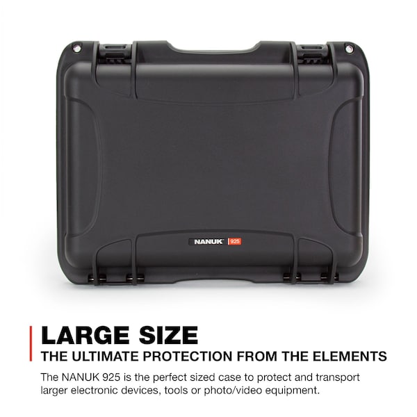 Nanuk Cases Black Protective Case, 18.7"L x 14.8"W x 7"D - 925S-010BK-0A0