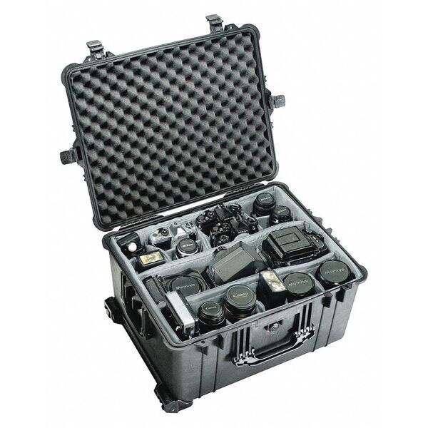 Pelican Black Padded Divider Case, 24.64"L x 19.39"W x 13.78"D - 1624