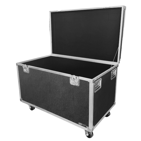 Calzone Cases Heavy-Duty Accessory Trunk Case, 48x28x28in Carpeted Interior, 600lb Casters, Stackable Black - CZS50ZR-4828