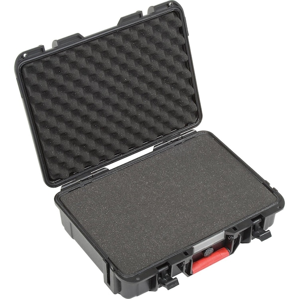 Global Industrial Waterproof Hard Case w/Pinch Tear Foam, 14L x 10-23/32W x 4-11/64H, Black - 493399