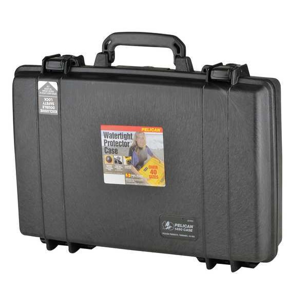 Pelican Black Protective Case, 19.8"L x 13.9"W x 4.68"D - 1490