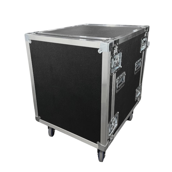 Calzone Cases ATA 300 Shock Mount Rack Case, 12U x 24in D, EIA Rails, 2.2lb Foam, 400lb Shock Casters, Black - CZS50ZR-12SP24F