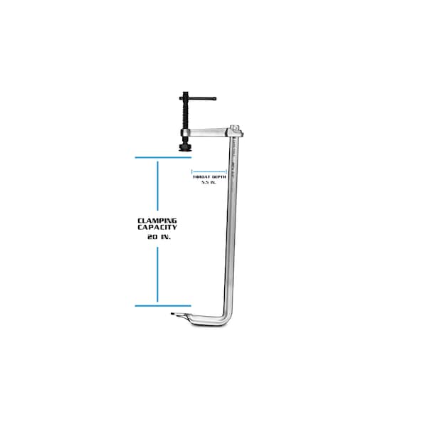 Capri Tools 20 in Heavy Duty All Steel Bar Clamp, 5-1/2 in Throat Depth - CP11033