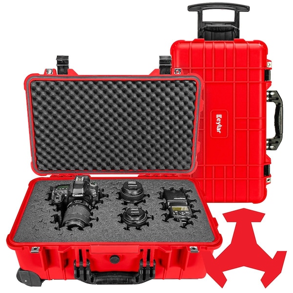 Eylar 22in Carry-On Roller Hard Case With Ragar Reconfigurable & Reusable Crosslinked Foam Insert - SA00034-RED-RG-XP