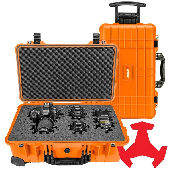 Eylar 22in Carry-On Roller Hard Case With Ragar Reconfigurable & Reusable Crosslinked Foam Insert - SA00034-ORG-RG-XP