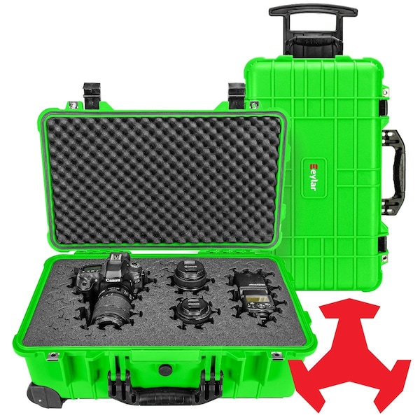 Eylar 22in Carry-On Roller Hard Case With Ragar Reconfigurable & Reusable Crosslinked Foam Insert - SA00034-NGRN-RG-XP