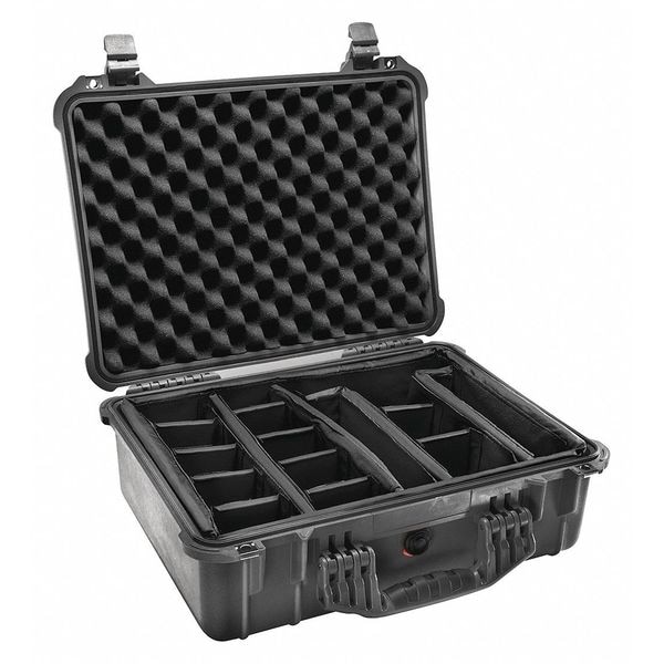 Pelican Black Padded Divider Case, 19-1/8"L x 15-7/16"W x 7-9/16"D - 1524