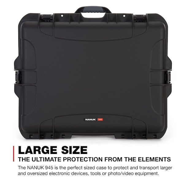 Nanuk Cases Black Protective Case, 25.1"L x 19.9"W x 8.8"D - 945S-010BK-0A0