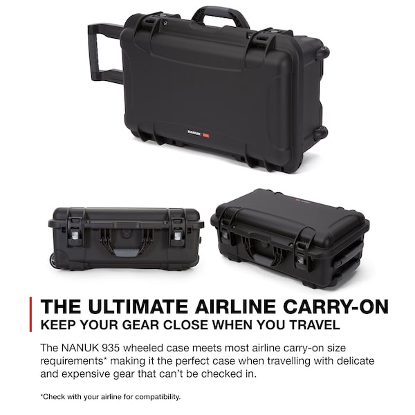 Nanuk Cases Black Protective Case, 22"L x 14"W x 9"D - 935S-000BK-0A0