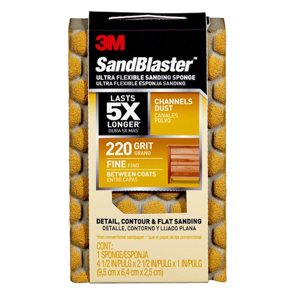 Esponja de lijado ultra flexible SandBlaster de 4-1/2" x 2-1/2" de 220 gramos fino - 20907-220-UFS