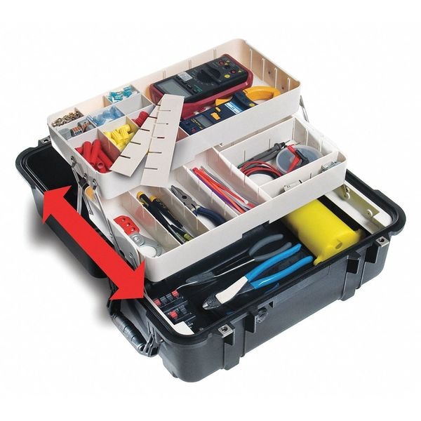 Pelican Black Padded Divider Case, 20.85"L x 12.73"W x 12-3/4"D - 1460TOOL