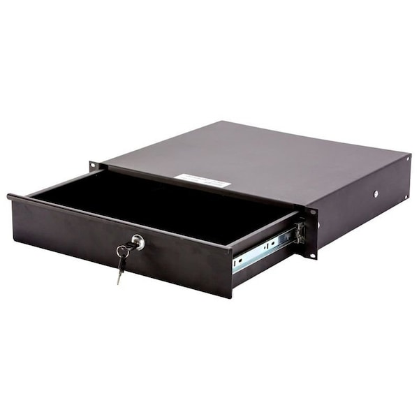 Deejay Led 2U-Space Metal Locking Rack Drawer for Standard DJ Size Equipment. - TBH2URDW