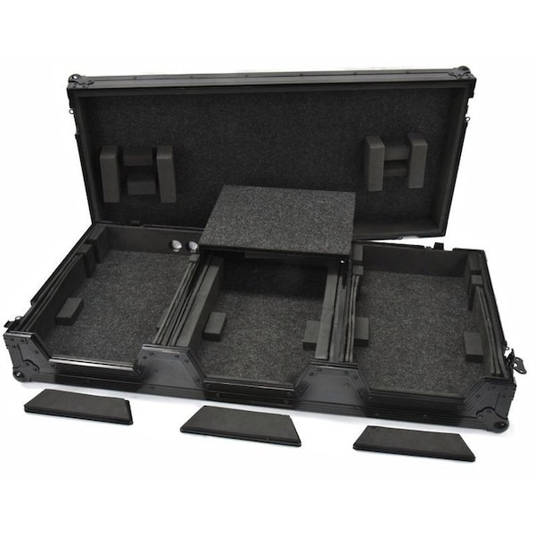 Deejay Led DJ Fly Drive Case for two Large Players CDJ2000 DJM900 w/Laptop Shelf w/Wheels - TBHDJM9HCDJKWLTB