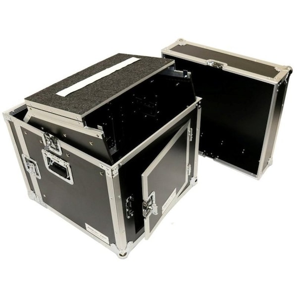 Deejay Led Fly Drive Rack Case 8U-Space ideal for DJ Amplifiers w/ Sliding Laptop Shelf - TBHM8ULT